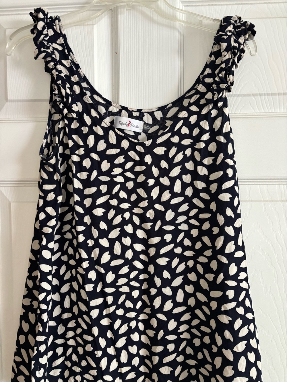Miley & Maggie Black Leaf-Print Ruffle-Strap Camisole